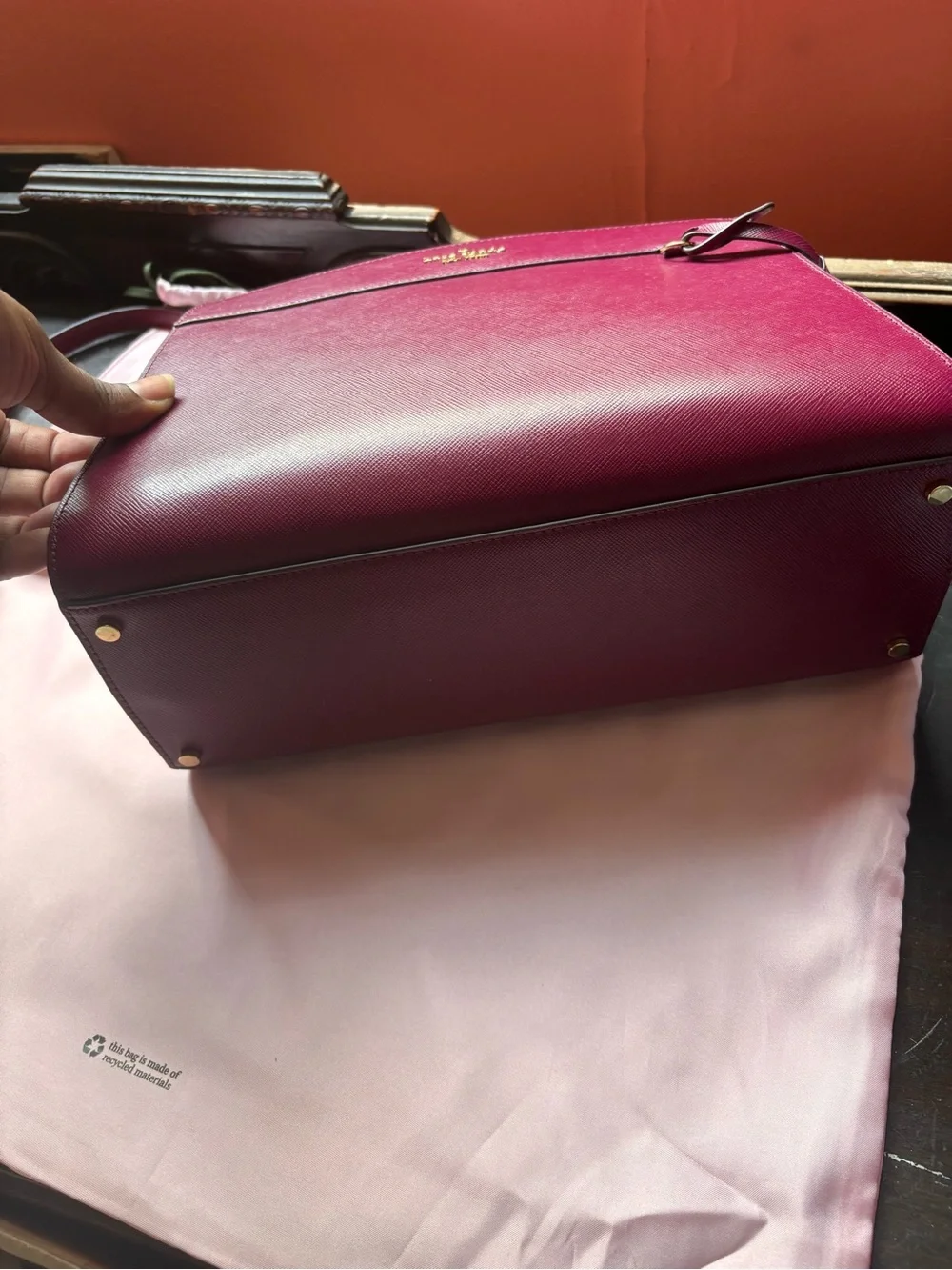 kate spade Wine Leather Satchel with Gold Hardware